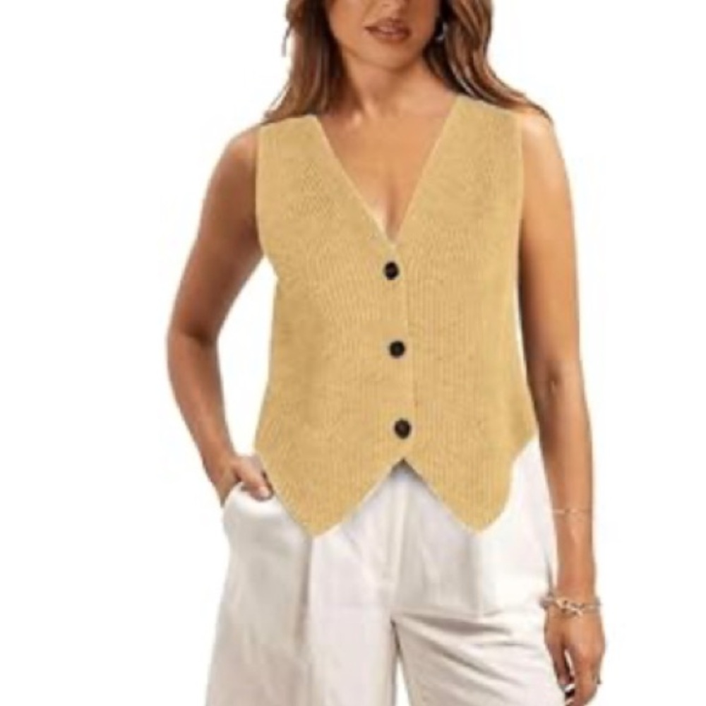Stylish Tan Button-Up Vest